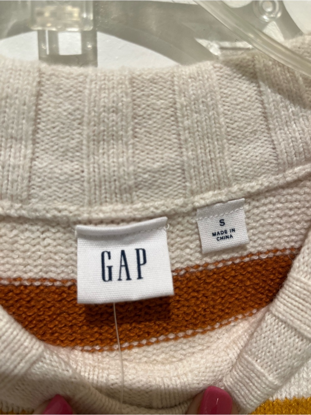 NWT GAP Soft Knit White Multicolor Stripe Ribbed Sweater Size Small - Picture 10 of 12